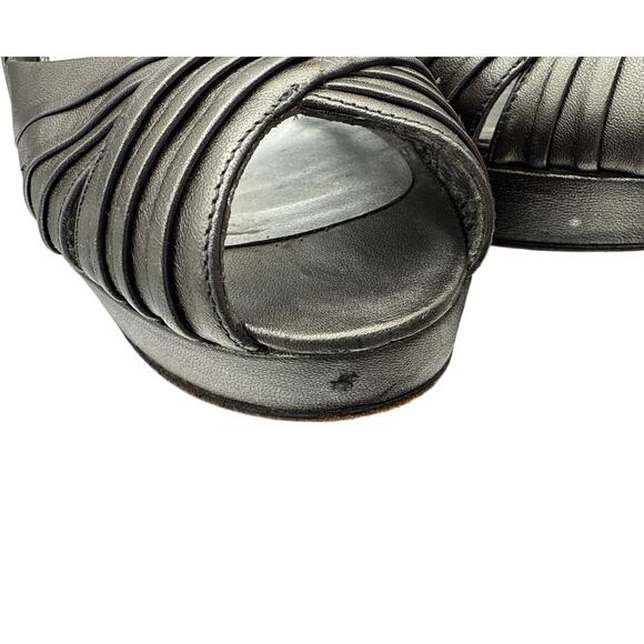 Stuart Weitzman Platform Slingback Peep-toe High Heels in Gunmetal Gray Size 8.5 - Picture 8 of 8